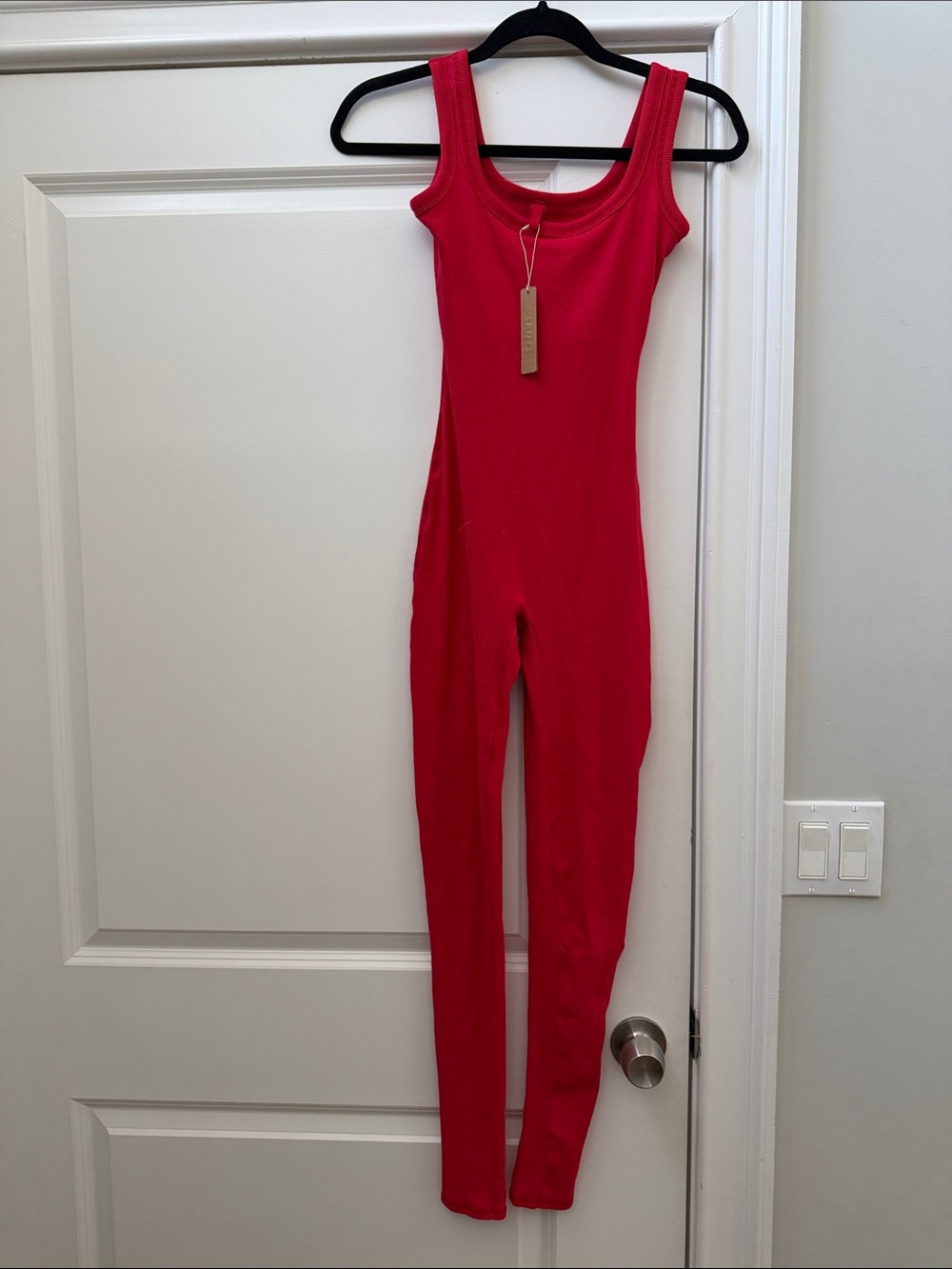SKIMS Red Scoop-Neck Sleeveless Jumpsuit